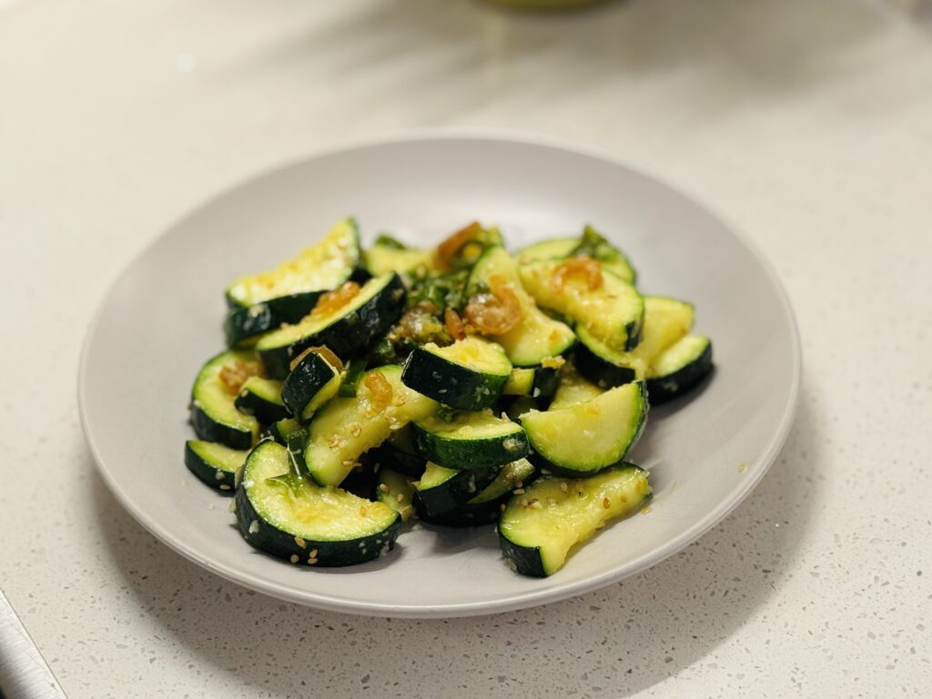 plate of stir fried zucchini